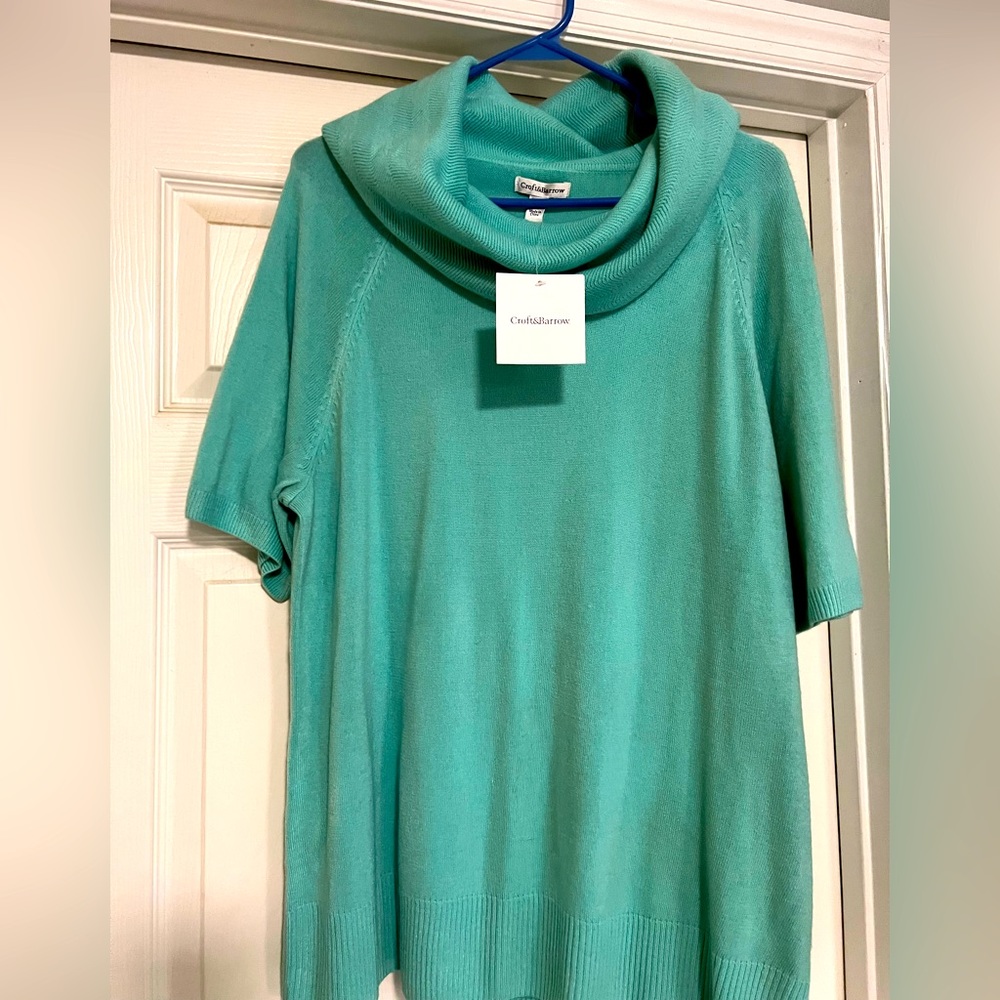 Women’s turquoise Cowl Neck Faux Cashmere sweater